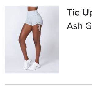 Muscle Nation 💪🏻 Tie Up High Waist Scrunch Shorts Ash Grey - Medium